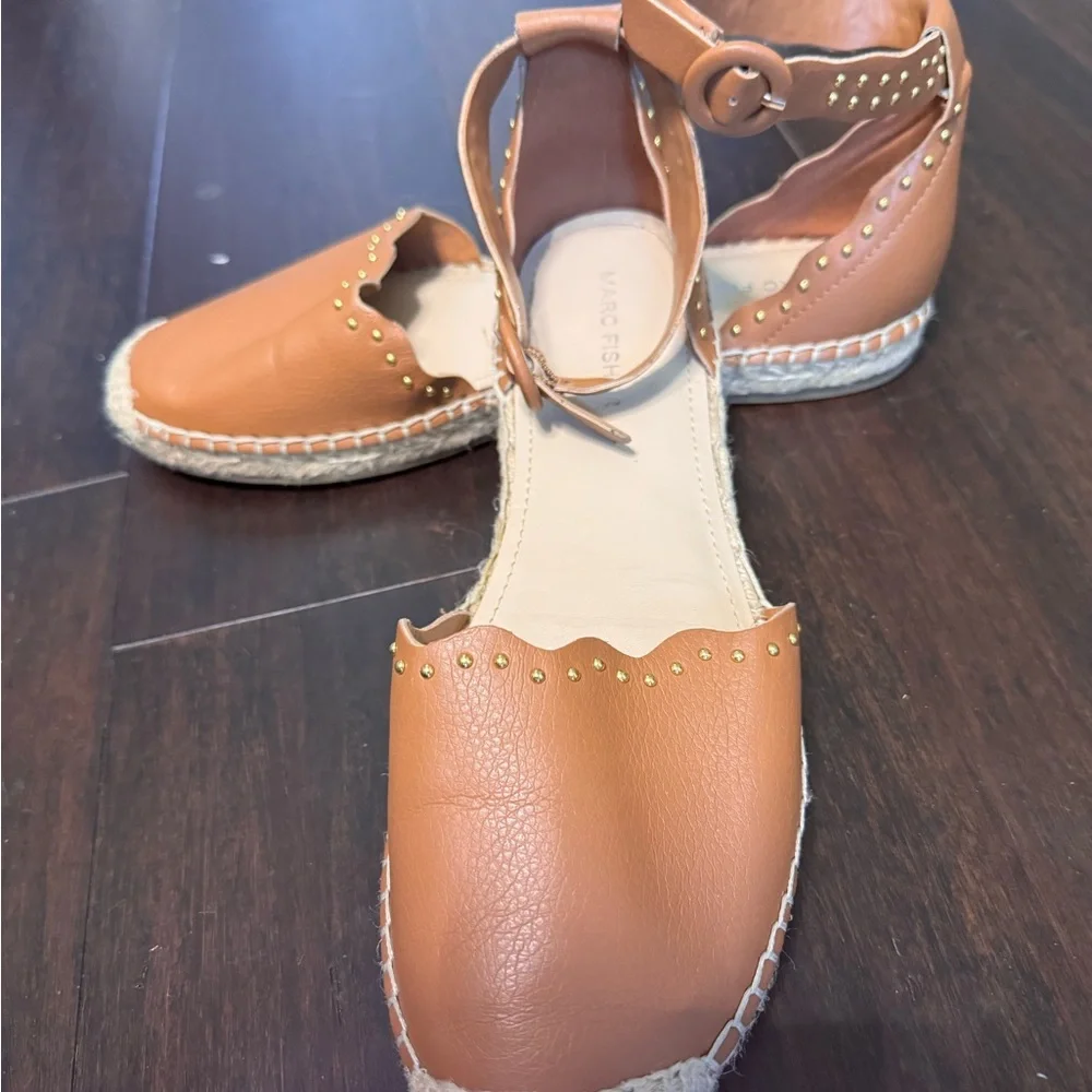 Marc Fisher Jarquise Espadrille, Sz 8 Tan, closed toe, resort wear, beach